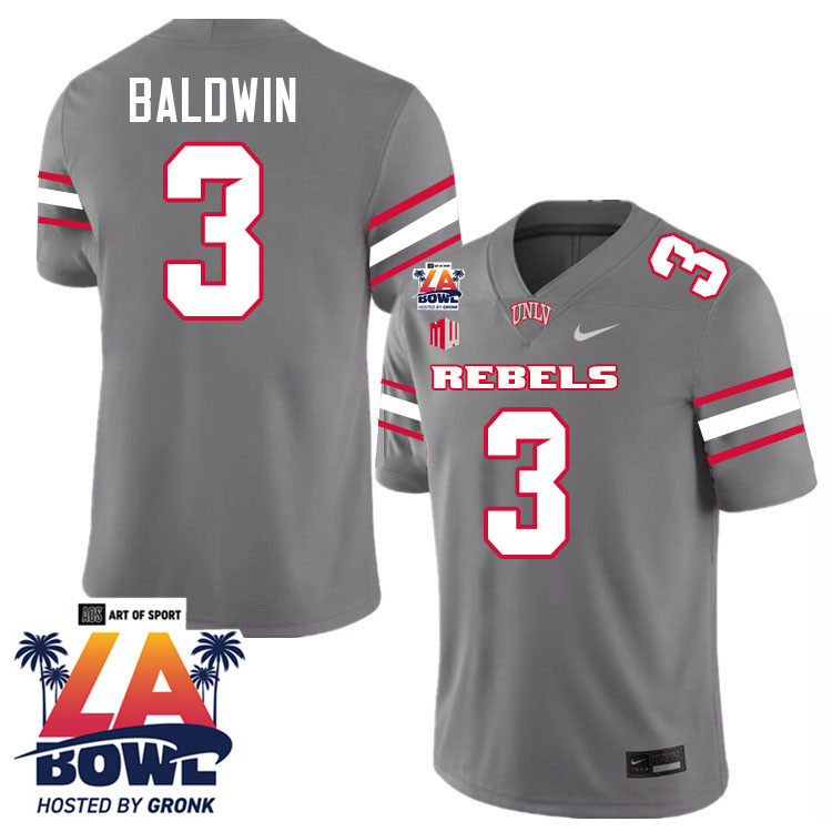 Johnathan Baldwin LA Bowl Jersey,UNLV Rebels 2024 LA Bowl Jersey-Grey